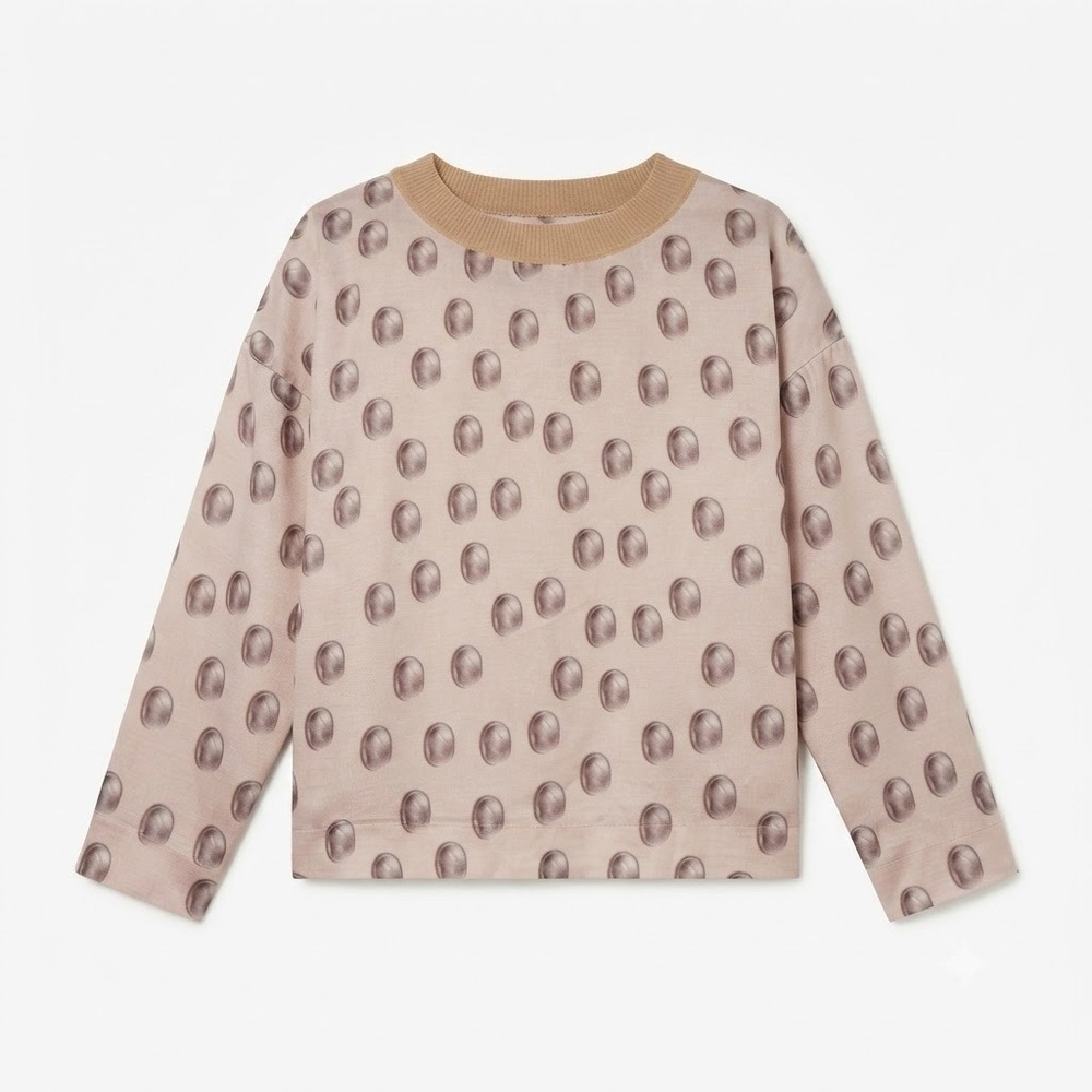Bitte Kai Rand Danish Designer Silk Wool Cashmere Print Top Size M